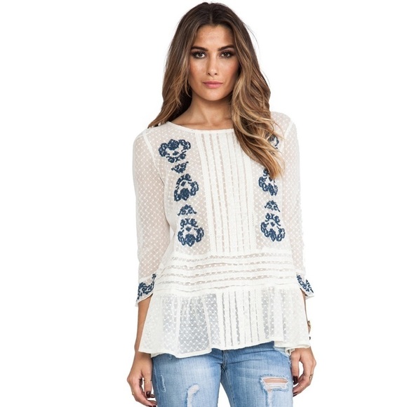 Free People Jocelyn’s Embroidered Top in Ivory - Picture 1 of 11